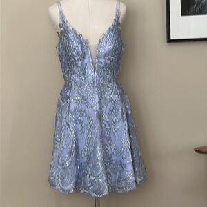 Elegant Light Blue Lace Dress